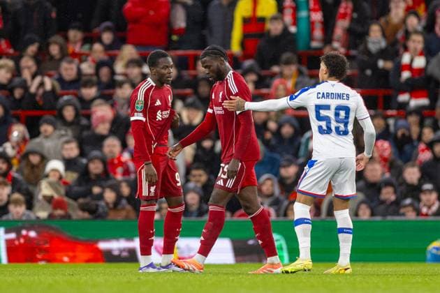 Football - Football League Cup - 4th Round - Liverpool FC v Crystal Palace FC LIVERPOOL, ENGLAND - Wednesday, October 29, 2025: Liverpool s Amara Nallo reacting to his straight red card during the Football League Cup 4th Round match between Liverpool FC and Crystal Palace FC at Anfield. (Photo by David Rawcliffe Propaganda) LIVERPOOL Anfield MERSEYSIDE ENGLAND  Copyright: xDavidxRawcliffex P2025-10-29-Liverpool_Palace-66