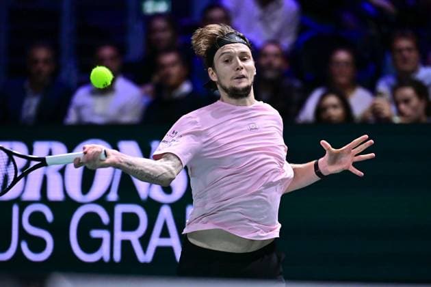 TENNIS : Rolex Paris Masters - Paris - 29 10 2025 Alexander Bublik ( Kazakhstan ) during the Rolex Paris Masters at Paris La Defense Arena on October 29, 2025 in Nanterre, France. (Photo by Federico Pestellini PSNewz ) ParisFrance  Copyright: xFedericoxPestellinix