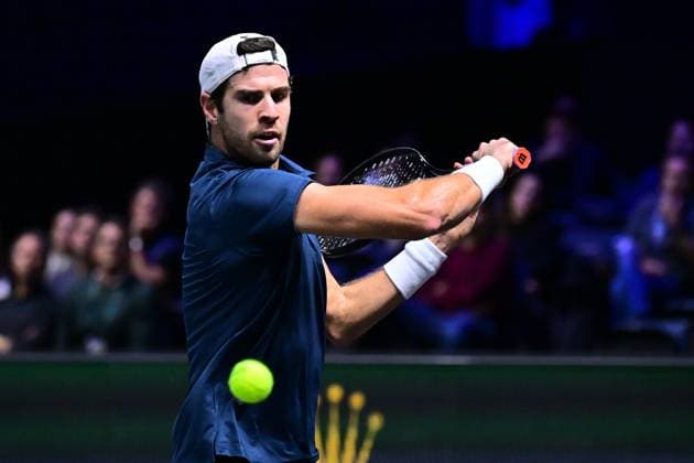 TENNIS : Rolex Paris Masters - Paris - 29 10 2025 Karen Khachanov ( Russia ) during the Rolex Paris Masters at Paris La Defense Arena on October 29, 2025 in Nanterre, France. (Photo by Federico Pestellini PSNewz ) ParisFrance  Copyright: xFedericoxPestellinix