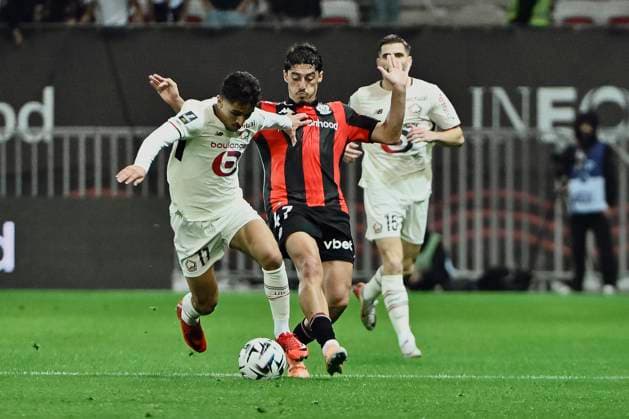 FOOTBALL : OGC Nice vs LOSC Lille - ligue 1 - 29 10 25 Lille™s midfielder 11 Osame Sahraoui and Nice™s defender 47 Thiago Antunes during the French L1 2025-2026 season football match between OGC Nice and LOSC Lille at Louis II stadium of Monaco, south France, on October 29, 2025. NICEFrance  Copyright: xfredxDIDES psnewzx