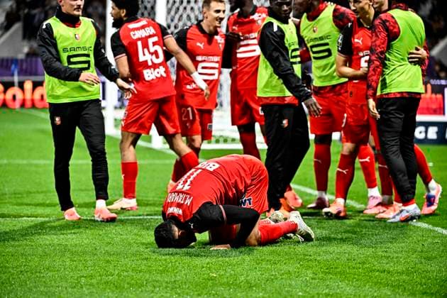 FOOTBALL : Toulouse vs Rennes - 10eme Journee de Ligue 1 McDonald S - Toulouse - 29 10 2025 Joie but Moussa Mousa (sr) Toulouse  Copyright: xThierryxBretonx