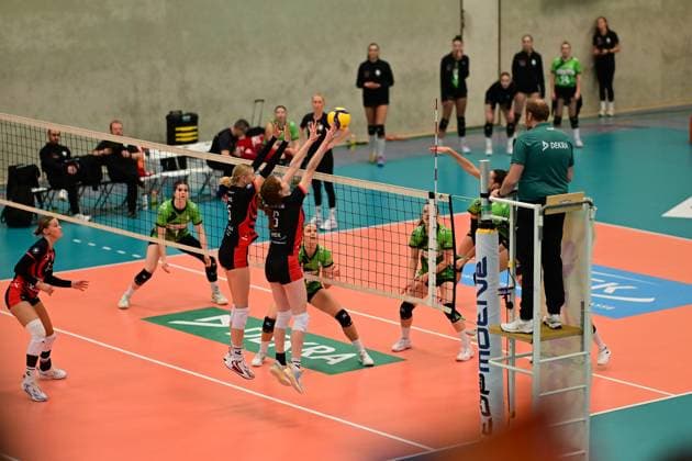 Volleyball I Frauen I Saison 2025-2026 I Bundesliga I 4. Spieltag I ETV Hamburger Volksbank Volleys - Ladies in Black Aachen I 29.10.2025 Block Anna Hartig (5, ETV Hamburger Volksbank Volleys) und Constanze von Meyenn (6, ETV Hamburger Volksbank Volleys) Hamburg ETV Sporthalle Hoheluft Hamburg Deutschland Copyright: xLobeca FelixxSchlikisx