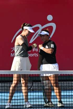 Shuo Feng And En-Shuo Liang In WTA250 Chinese tennis player Shuo Feng and Taipei tennis player En-Shuo Liang during a match at the Hong Kong Tennis Open on October 30, 2025 in Hong Kong. (Photo by Kobe Li Nexpher Images) Hong Kong