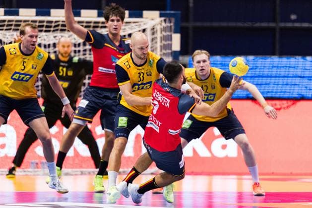 251030 Lukas Sandell of Sweden during the International Friendly, Länderspiel, Nationalmannschaft handball match between Sweden and Spain on October 30, 2025 in Linköping. Photo: Magnus Andersson BILDBYRAN COP 308 MN0202 handball, handboll, handball,international friendly,sverige, sw Copyright: MAGNUSxANDERSSON BB251030MN008