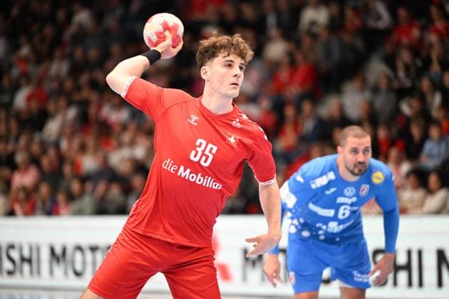 MURI BEI BERN, SWITZERLAND - OCTOBER 30: Leopold Noam of Switzerland in action during the Handball International Friendly, Länderspiel, Nationalmannschaft Switzerland - Croatia on October 30, 2025 in Muri bei Bern, Switzerland. Muri bei Bern Die Mobiliar Arena Bern Switzerland Copyright: xJustPictures.ch ManuelxWinterbergerx jp-en-EuSpIm-MWI_4604
