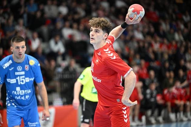 MURI BEI BERN, SWITZERLAND - OCTOBER 30: Leopold Noam of Switzerland in action during the Handball International Friendly, Länderspiel, Nationalmannschaft Switzerland - Croatia on October 30, 2025 in Muri bei Bern, Switzerland. Muri bei Bern Die Mobiliar Arena Bern Switzerland Copyright: xJustPictures.ch ManuelxWinterbergerx jp-en-EuSpIm-MWI_4556