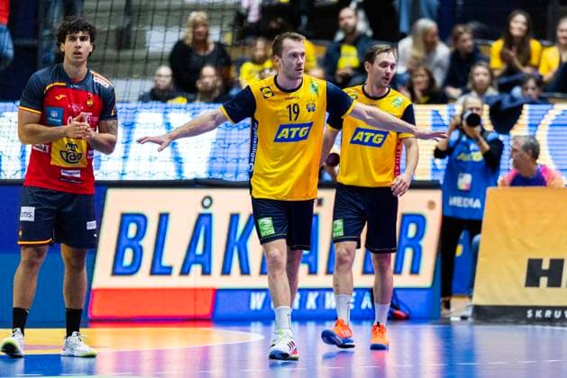 251030 Felix Claar of Sweden during the International Friendly, Länderspiel, Nationalmannschaft handball match between Sweden and Spain on October 30, 2025 in Linköping. Photo: Magnus Andersson BILDBYRAN COP 308 MN0202 handball handboll handball international friendly sverige sweden spain bbeng Copyright: MAGNUSxANDERSSON BB251030MN041
