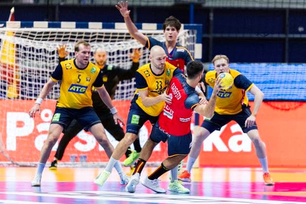251030 Lukas Sandell of Sweden during the International Friendly, Länderspiel, Nationalmannschaft handball match between Sweden and Spain on October 30, 2025 in Linköping. Photo: Magnus Andersson BILDBYRAN COP 308 MN0202 handball handboll handball international friendly sverige sweden spain bbeng Copyright: MAGNUSxANDERSSON BB251030MN049