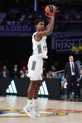 October 21, 2025, Madrid, Madrid, SPAIN: Theo Maledon of Real Madrid gestures during the Turkish Airlines EuroLeague Regular Season Round 8 match between Real Madrid and Fenerbahce Beko Istanbul at Movistar Arena on October 30, 2025 in Madrid, Spain. Madrid SPAIN - ZUMAa181 20251021_zaa_a181_474 Copyright: xIrinaxR.xHipolitox