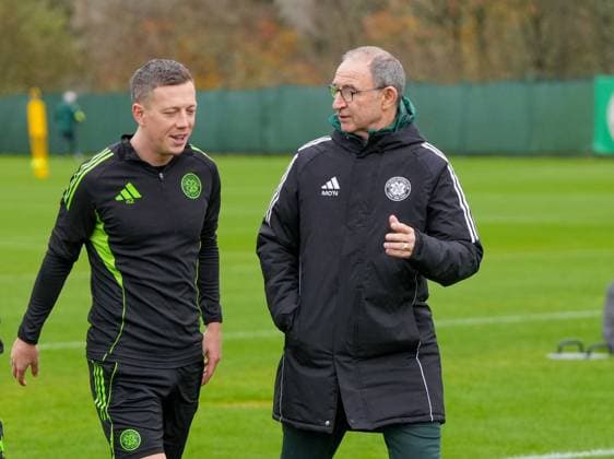 Celtic Interim Manager Martin O Neill with Celtic captain Callum McGregor. Celtic Team Training, William Hill Scottish Premiership, Football, Lennoxtown Training Ground, East Dunbartonshire, Scotland, UK - 31 Oct 2025Glasgow Celtic Park United Kingdom EDITORIAL USE ONLY No use with unauthorised audio, video, data, fixture lists, club league logos or live services. Online in-match use limited to 120 images, no video emulation. No use in betting, games or single club league player publications. Copyright: xStuartxWallace Shutterstockx 15634047d