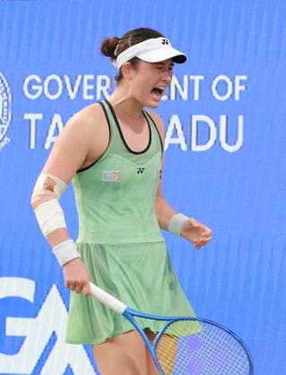 CHENNAI OPEN WTA, Tennis Damen 250 Chennai Open WTA 250 : Arina RODIONOVA (AUS) Joanna Garland (TPE) Vs Joanna Garland (TPE) defeated the australian by 2-6,6-7 Joanna Garland (TPE) in action Chennai SDAT Stadium, Nungambakkam. India Copyright: xSukumarxSukumarx