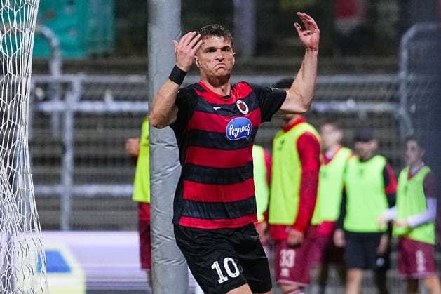 31.10.2025, xydrx, Fußball, 3.Liga, FC Viktoria Köln - FC Ingolstadt 04, Saison 2025 2026, Sportpark Höhenberg: Torjubel nach dem Tor zum 1:1 für den FC Viktoria Köln durch Torschütze David Otto (FC Viktoria Köln 10) DFB regulations prohibit any use of photographs as image sequences and or quasi-video. Nordrhein-Westfahlen Deutschland