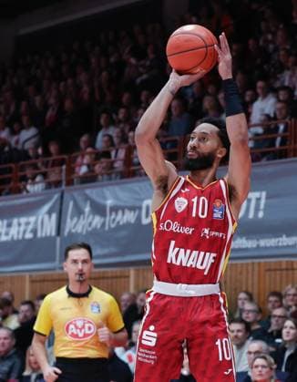 Im Bild: Davion Mintz (Wuerzburg Baskets, 10) 31.10.2025, Basketball, Fitness First Wuerzburg Baskets vs. Science City Jena, easyCredit BBL, 6. Spieltag, Deutschland, Wuerzburg, tectake-Arena, Copyright: HMBxMedia xJulienxBecker