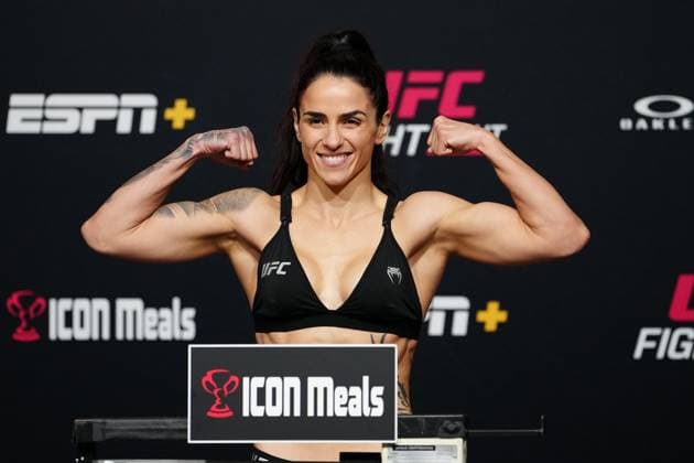 October 31, 2025, Las Vegas, Nv, Las Vegas, Nv, United States: Norma Dumont steps on the scale for the official weigh-ins at UFC Apex for UFC Fight Night - Garcia vs Onama on October 31, 2025 in Las Vegas, NV, United States. ( PxImages) Las Vegas, Nv United States - ZUMAp175 20251031_zsa_p175_088 Copyright: xLouisxGrassex