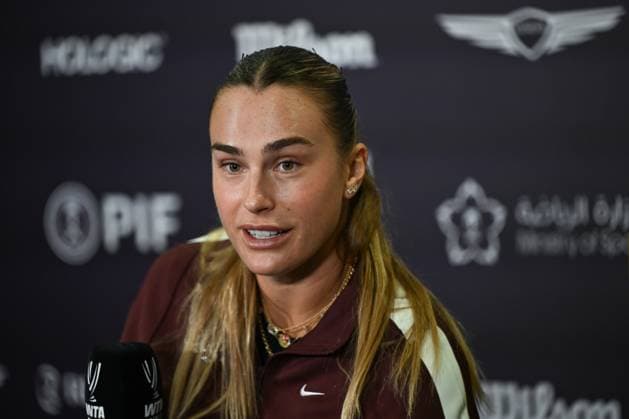 WTA, Tennis Damen Finals 2025 - press conference, PK, Pressekonferenz RIYADH, SAUDI ARABIA OCTOBER 31: Aryna Sabalenka speaks to the media during a press conference on Media Day ahead of the WTA Finals Riyadh at King Saud University Indoor Arena in Riyadh, Saudi Arabia, October 31, 2025. Riyadh Saudi Arabia  Copyright: xArturxWidakx originalFilename:widak-wtafinal251031_npOM3.jpg