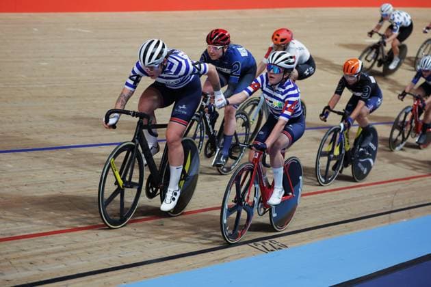 2025 London 3 Day Picture by Alex Whitehead SWpix.com - 31 10 2025 - Track cycling, Rad, Radsport, Bahnrad, Bahn - 2025 London 3 Day - Lee Valley VeloPark, London, England - Madison Women™s London Cycling England Copyright: x xSWpix.comx(t axPhotographyxHubxLtd)xAlexxWhitehead SWpix.comx SWP-3152-0025