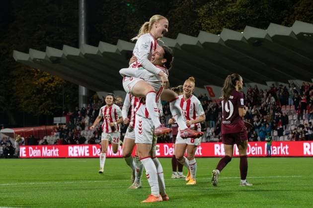 Players of 1. FC Köln during the Google Pixel Frauen-Bundesliga between 1. FC Köln and Union Berlin at Franz-Kremer-Stadion in Cologne, Germany. Copyright: xQianruxZhang SPPx Sportspressphoto_SPR54421