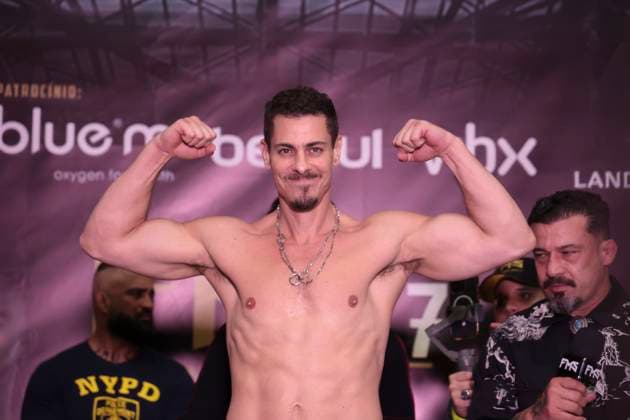 Official face-off of the athletes at the Fight Music Show in Sao Paulo. Sao Paulo (SP), 10 31 2025 - Face-off Fight Music Show - Athlete Sacha Bali, during the weigh-in and official face-off of the athletes of the Fight Music Show, the largest influencer fighting event in Latin America, the event takes place at the Municipal Market in the central region of the city of Sao Paulo, this Friday, October 31, 2025. (Foto: Leco Viana Thenews2 imago images) SPO  Copyright: xLecoxVianax