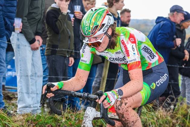 X²O Badkamers Trofee Koppenbergcross OUDENAARDE, BELGIUM - NOVEMBER 01 : Bakker Manon (NED) of Crelan - Corendon in action during the X²O Badkamers Trofee Koppenbergcross pictured on November 01, 2025 in Oudenaarde, Belgium, 01 11 2025 Oudenaarde Belgium  Copyright: xGbax