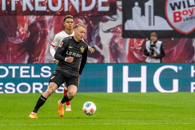 Deutschland, Fussball, 1. Bundesliga, 9. Spieltag, 2025 2026, RB Leipzig - VfB Stuttgart am 01.11. in Leipzig (Red Bull Arena): Chris Führich (VfB Stuttgart 10) Copyright: xSvenxHeidmannx