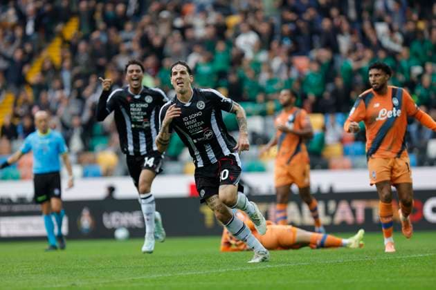 November 1, 2025, Udine, Friuli Venezia Giulia, Italy: UdineseÃ¢â‚¬â ¢s NICOLO ZANIOLO celebrates after scoring a goal during the 2026 Italian Serie A ENILIVE 2025 26 football match between Udinese and Atalanta at Bluenergy Stadium on November 1st, 2025, Udine, Italy Udine Italy - ZUMAr199 20251101_zsp_r199_028 Copyright: xMattiaxRadonix