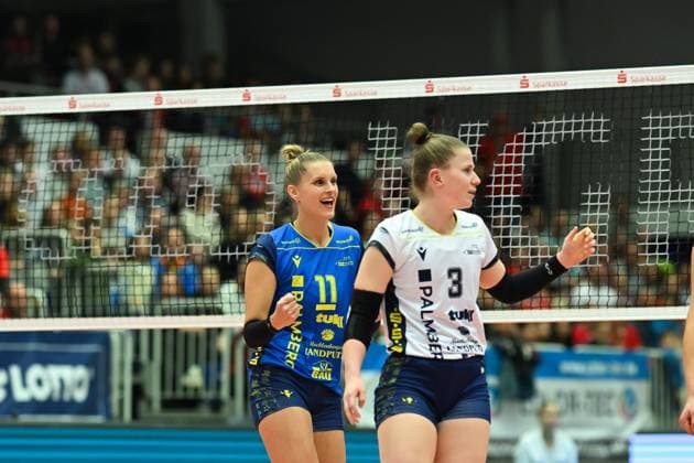 Anne Hoelzig (SSC Palmberg Schwerin, 11) Dresdner SC vs. SSC Palmberg Schwerin, 1. Volleyball Bundesliga Damen, Spielzeit 2025 2026, 01.11.2025 Dresdner SC vs. SSC Palmberg Schwerin, 1. Volleyball Bundesliga Damen, Spielzeit 2025 2026, 01.11.2025 Dresden Copyright: xEibner-Pressefoto xHoepnerx EP_PHR