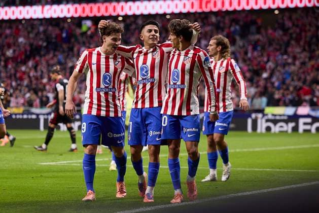 Tiago Almada (Atletico de Madrid) celebrates after scoring his team?s second goal with team mates during the LaLiga EA Sports match between AtlÃ tico Madrid v Sevilla FC at Estadio Riyadh Air Metropolitano on November 1, 2025 in Madrid, Spain. (Photo by Manu Reino DeFodi Images) Tiago Almada Atletico de Madrid celebrates after scoring his team?s second goal with team mates during the LaLiga EA Sports match between AtlÃ tico Madrid v Sevilla FC at Estadio Riyadh Air Metropolitano on November 1, 2025 in Madrid, Spain Photo by Manu Reino DeFodi Images