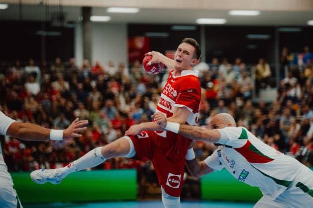 HANDBALL - OEHB, 100 years anniversary VIENNA,AUSTRIA,01.NOV.25 - HANDBALL - OEHB, Oesterreichischer Handballbund, Handball Austria, 100 years anniversary, test match, Austria vs Hungary. Image shows Mykola Bilyk (AUT).  GEPAxpictures xAlexanderxSolc