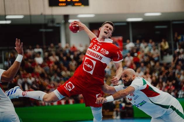 HANDBALL - OEHB, 100 years anniversary VIENNA,AUSTRIA,01.NOV.25 - HANDBALL - OEHB, Oesterreichischer Handballbund, Handball Austria, 100 years anniversary, test match, Austria vs Hungary. Image shows Mykola Bilyk (AUT).  GEPAxpictures xAlexanderxSolc