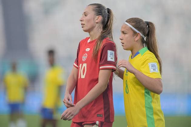 Brazil v Canada: Group A - FIFA U-17 Women s World Cup Morocco 2025 10 Istocki, a forward for Canada U-17, is in action during the FIFA U-17 Women s World Cup Morocco 2025 quarter-final match between Brazil and Canada at Olympic Stadium in Rabat, Morocco, on November 1, 2025. Rabat Morocco  Copyright: xAndreaxxAmatox originalFilename:amato-notitle251101_npEBV.jpg