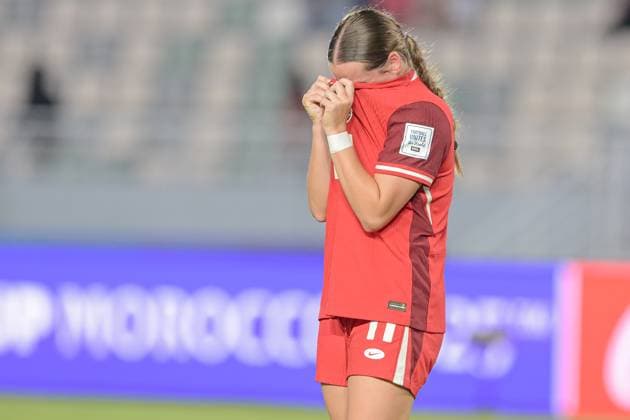 Brazil v Canada: Group A - FIFA U-17 Women s World Cup Morocco 2025 Canada experiences disappointment after the FIFA U17, U 17 Women s World Cup Morocco 2025 quarter-final match between Brazil and Canada in Rabat, Morocco, on November 1, 2025, at Olympic Stadium. Rabat Morocco  Copyright: xAndreaxxAmatox originalFilename:amato-notitle251101_npSD0.jpg