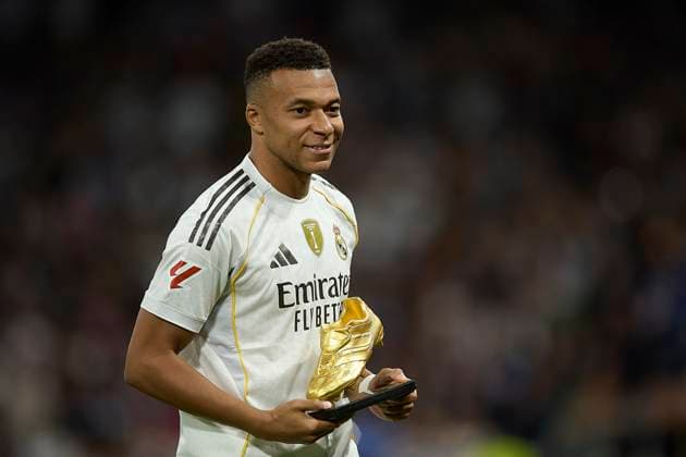 Kylian Mbappe (Real Madrid CF) presents the Golden Boot trophy during the LaLiga EA Sports match between Real Madrid v Valencia CF at Santiago BernabÃ u on November 1, 2025 in Madrid, Spain. (Photo by Manu Reino DeFodi Images) Kylian Mbappe Real Madrid CF presents the Golden Boot trophy during the LaLiga EA Sports match between Real Madrid v Valencia CF at Santiago BernabÃ u on November 1, 2025 in Madrid, Spain Photo by Manu Reino DeFodi Images