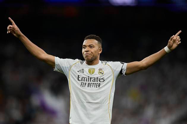 Kylian Mbappe (Real Madrid CF) celebrates after scoring his team?s first goal during the LaLiga EA Sports match between Real Madrid v Valencia CF at Santiago BernabÃ u on November 1, 2025 in Madrid, Spain. (Photo by Manu Reino DeFodi Images) Kylian Mbappe Real Madrid CF celebrates after scoring his team?s first goal during the LaLiga EA Sports match between Real Madrid v Valencia CF at Santiago BernabÃ u on November 1, 2025 in Madrid, Spain Photo by Manu Reino DeFodi Images