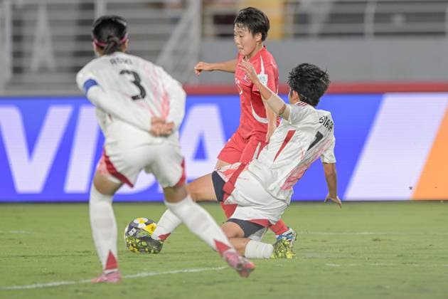 Korea DPR U17, U 17 v Japan U17 - FIFA U17 Women s World Cup Morocco 2025: Quarter-Final Kim K. Won Sim, number 15, plays as a forward for Korea DPR U-17 during the FIFA U-17 Women s World Cup quarter-final match between Korea DPR and Japan in Rabat, Morocco, on November 1, 2025, at the Olympic Stadium. Rabat Morocco  Copyright: xAndreaxxAmatox originalFilename:amato-notitle251101_npXDo.jpg