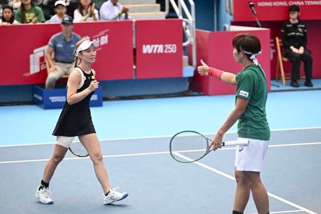 Peangtarn Plipuech And Momoko Kobori In WTA250 Thailand tennis player Peangtarn Plipuech and Japanese tennis player Momoko Kobori during a match at the Hong Kong Tennis Open on November 2, 2025 in Hong Kong. (Photo by Kobe Li Nexpher Images) Hong Kong