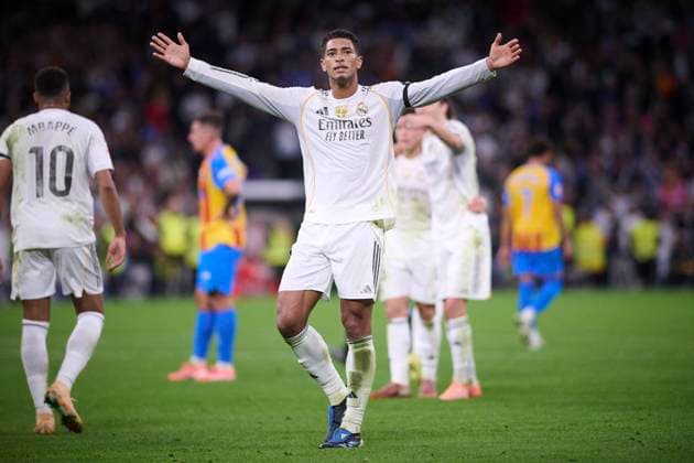 Kylian Mbappe At Real Madrid Cf V Valencia CF- Madrid Real Madrid CF’s Jude Bellingham celebrates goal during La Liga match between Real Madrid CF and Valencia CF at Santiago Bernabeu Stadium in Madrid, Spain on November 1, 2025. Round 11 of the 2025 2026 season. Photo by Jorge Ropero ALTERPHOTOS ABACAPRESS.COM Madrid Spain  Copyright: xAlterPhotos ABACAx