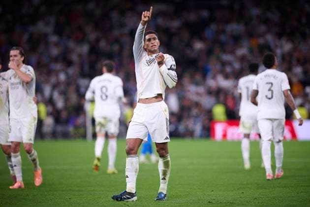 Kylian Mbappe At Real Madrid Cf V Valencia CF- Madrid Real Madrid CF’s Jude Bellingham celebrates goal during La Liga match between Real Madrid CF and Valencia CF at Santiago Bernabeu Stadium in Madrid, Spain on November 1, 2025. Round 11 of the 2025 2026 season. Photo by Jorge Ropero ALTERPHOTOS ABACAPRESS.COM Madrid Spain  Copyright: xAlterPhotos ABACAx