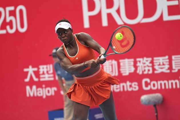 Victoria Mboko In WTA250 Canadian tennis player Victoria Mboko during a match at the Hong Kong Tennis Open on November 2, 2025 in Hong Kong. (Photo by Kobe Li Nexpher Images) Hong Kong