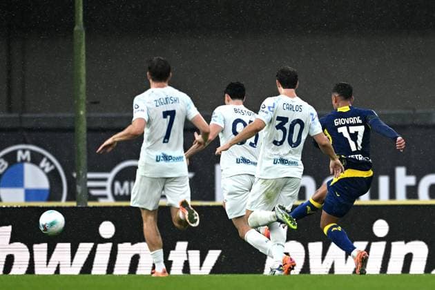 Mg Verona 02 11 2025 - campionato di calcio serie A Hellas Verona-Inter foto Matteo Gribaudi Image nella foto: gol Giovane Santana 