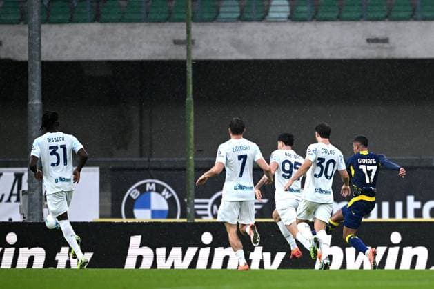 Mg Verona 02 11 2025 - campionato di calcio serie A Hellas Verona-Inter foto Matteo Gribaudi Image nella foto: gol Giovane Santana 