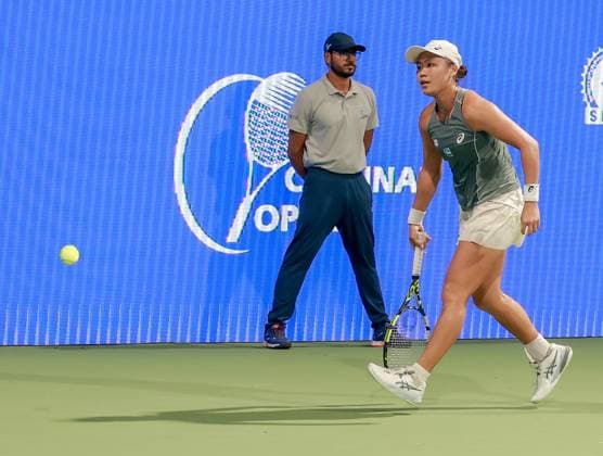 CHENNAI OPEN WTA, Tennis Damen 250 Chennai Open WTA 250 : Finals Singles T.JEN (INA) vs K. BIRRELL (AUS) T. Jen in action K. BIRRELL (AUS) in action Chennai SDAT Stadium, Nungambakkam. India Copyright: xSukumarxSukumarx
