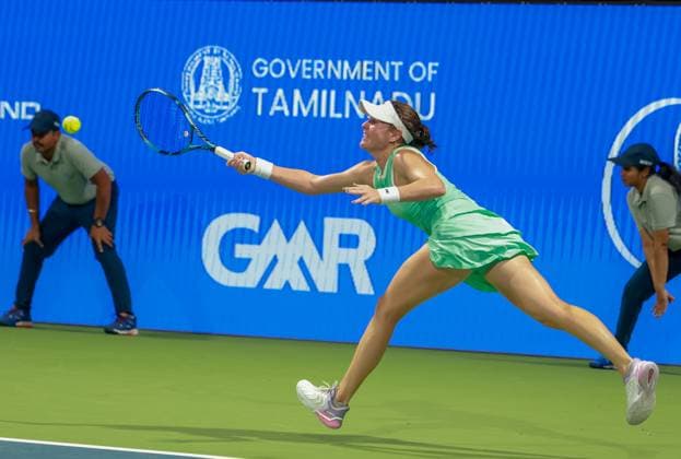 CHENNAI OPEN WTA, Tennis Damen 250 Chennai Open WTA 250 : Finals Singles T.JEN (INA) vs K. BIRRELL (AUS) K. BIRRELL in action K. BIRRELL (AUS) in action Chennai SDAT Stadium, Nungambakkam. India Copyright: xSukumarxSukumarx