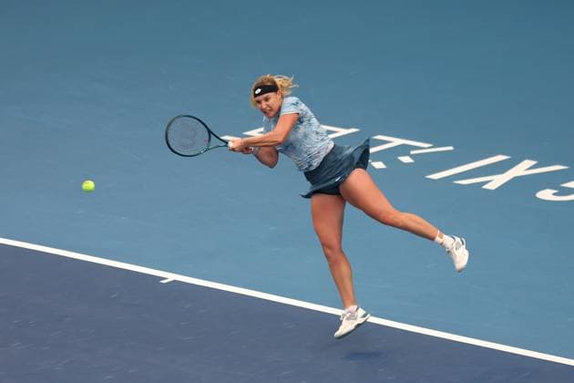 JIUJIANG, CHINA - NOVEMBER 02: Anna Blinkova returns a shot in the Women s Singles Final match against Lilli Tagger of Austria on day 7 of 2025 Jiangxi Open at Jiujiang International Tennis Center on November 2, 2025 in Jiujiang, Jiangxi Province of China.  Copyright: xChinaxNewsxServicex 111601384218