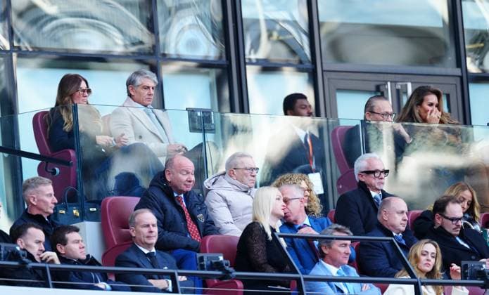 Karen Brady, left, and David Sullivan, second right, look on West Ham United v Newcastle United, Premier League, Football, London Stadium, London, UK - 02 Nov 2025London London Stadium United Kingdom EDITORIAL USE ONLY No use with unauthorised audio, video, data, fixture lists, club league logos or live services. Online in-match use limited to 120 images, no video emulation. No use in betting, games or single club league player publications. Copyright: xJavierxGarcia Shutterstockx 15641474q
