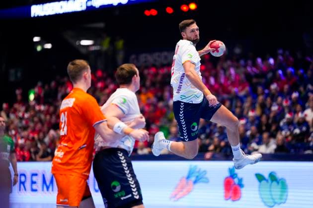 Handball, Golden League Norway Netherlands Trondheim 20251102 Norways Harald Reinkind in the Golden League duckball match between Norway and the Netherlands in Trondheim Spektrum Photo Ole Martin Wold NTB Trondheim Norway EDITORIAL USE ONLY RESTRICTED USE FOR BETTING COMPANIES  Copyright: xOlexMartinxWoldx xNTBx
