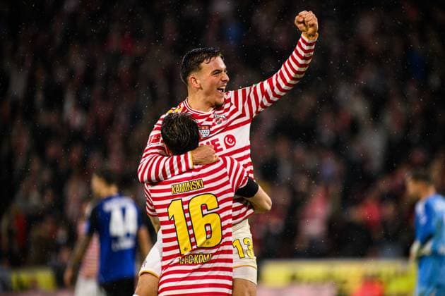 COLOGNE, GERMANY - 2 NOVEMBER, 2025: Jakub Kaminski, Said El Mala, goal, celebrations - The football match of Bundesliga 1.FC Koeln vs Hamburger SV at Rhein Energie Stadion.  Copyright: xVITALIIxKLIUIEVx