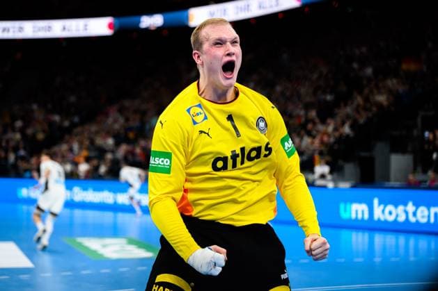 Muenchen: Handball - Laenderspiel - Deutschland - Island Torhueter David Späth David Spaeth (Deutschland) Jubel Freude Emotion Muenchen SAP Garden Bayern Deutschland