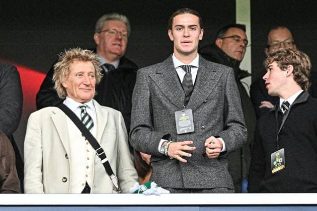 Celtic v Rangers Premier Sports Cup Rod Stewart (left) is seen with his two sons during the Premier Sports Cup Semi-Final match between Celtic and Rangers at Hampden Park, Glasgow UK Newspapers OUT Copyright: xJamiexJohnstonx FIL-22444-0381