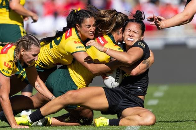 Kiwi Ferns centre Abigail Roache - Paciï¬c Championships woman s rugby league test between New Zealand Kiwi Ferns v Australian Jillaroos at Eden Park, Auckland, New Zealand. Sunday 02 November 2025 Photo: Brett Phibbs z Auckland New Zealand Copyright: xBrettxPhibbsx