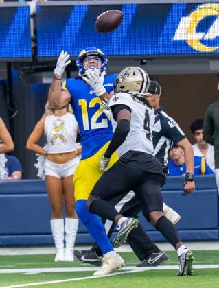 November 2, 2025, Inglewood, California, USA: Puka Nacua scores Rams touchdown 20:3 in second quarter of Rams Vs Saints at Sofi Stadium on Nov. 2nd 2025. Inglewood USA - ZUMAt169 20251102_zep_t169_003 Copyright: xConnorxTerryx